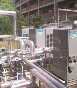 明天環(huán)保空氣能熱水工程，酒店熱水工程！